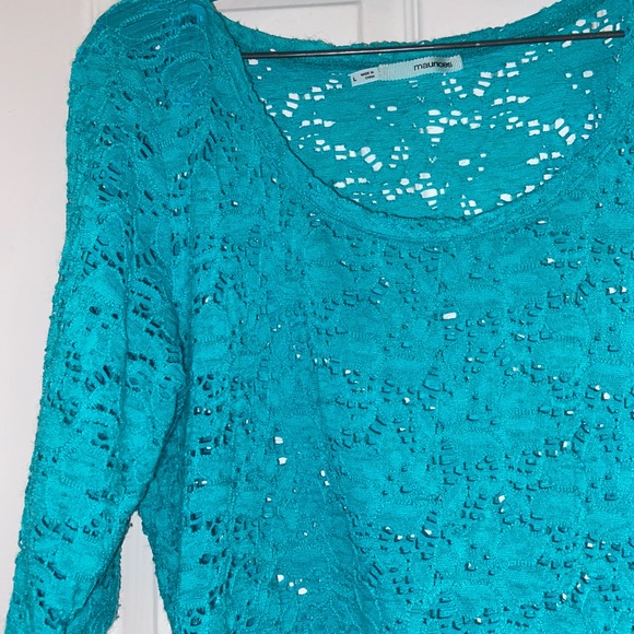 Maurices Teal 1/2 Sleeve Shirt Large-SOLD - Picture 2 of 7